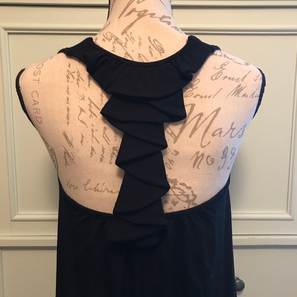Ella Moss Black Ruffle Back Tank - Picture 1 of 3
